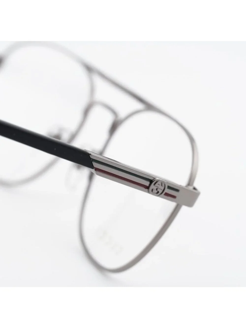 Gucci GG1290O 001 Eyeglasses Ruthenium and Black 54mm Aviator Frame